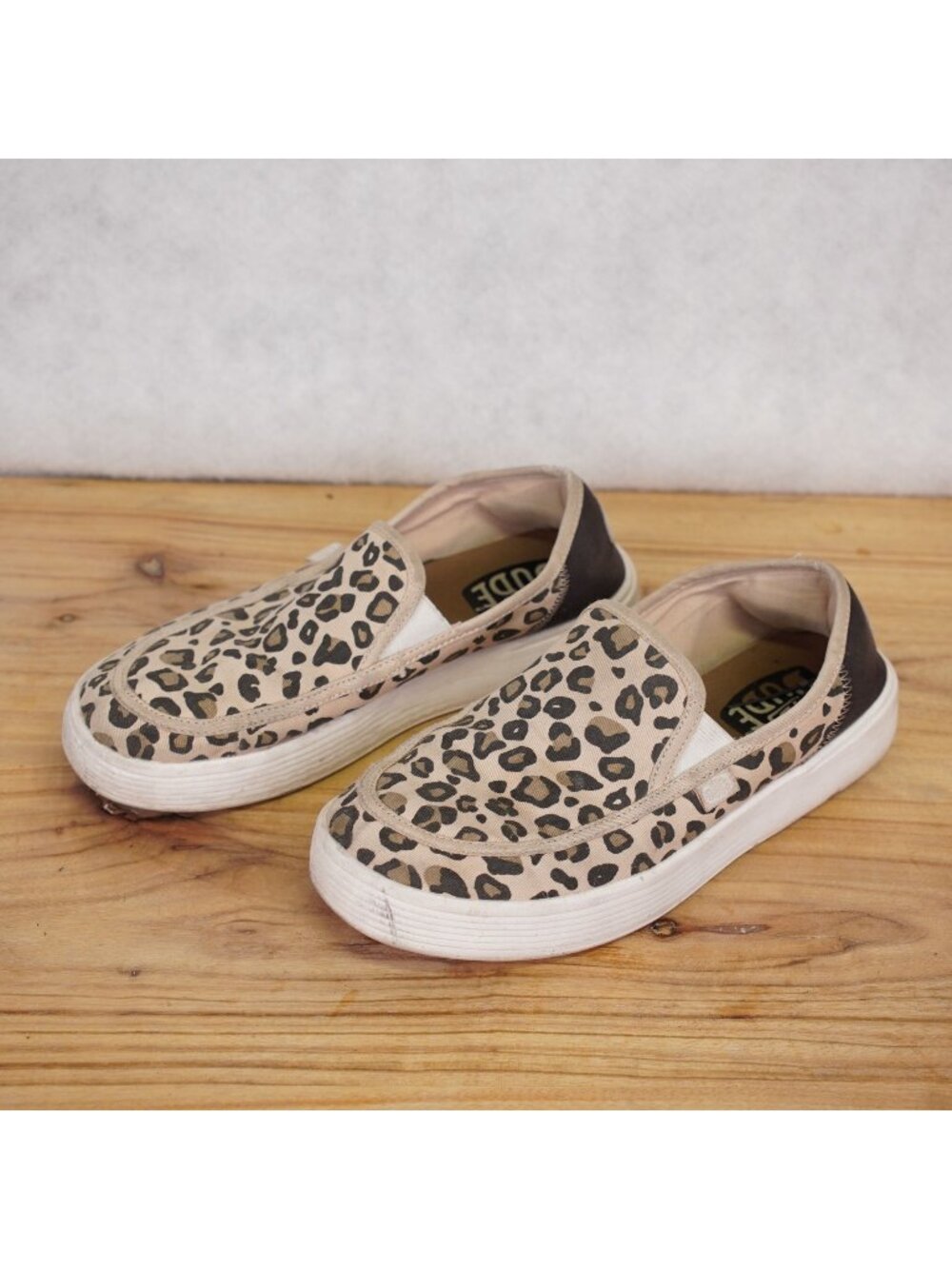 Hey Dude Leopard Print Slip-On Casual Shoes Womens Size US 8 UK 6 Brown Comfort